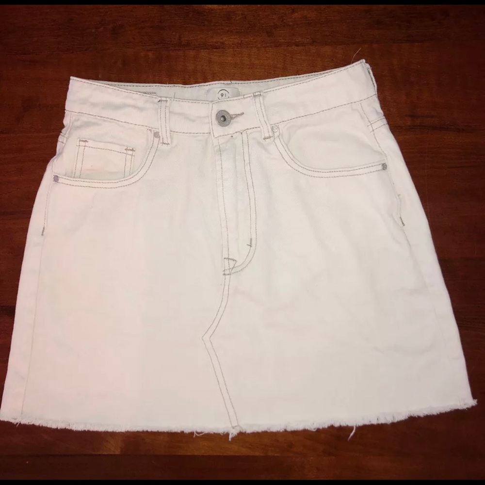 91 Cotton On White A Line Denim Skirt Size 6 New